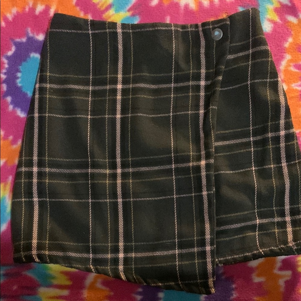 No Boundaries Black and White Plaid Mini Skirt